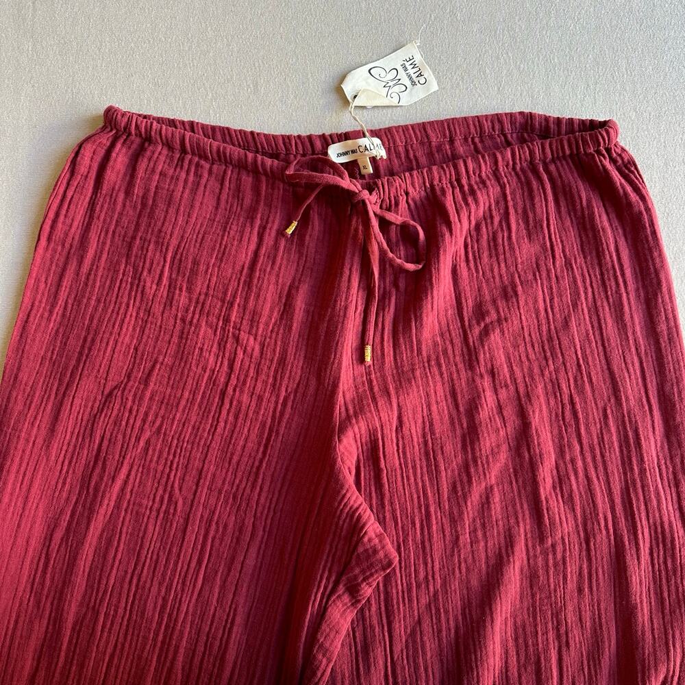 Johnny Was Calme Red Gauze Cotton Boho Beach High Slit Pant BNWT - Picture 2 of 6